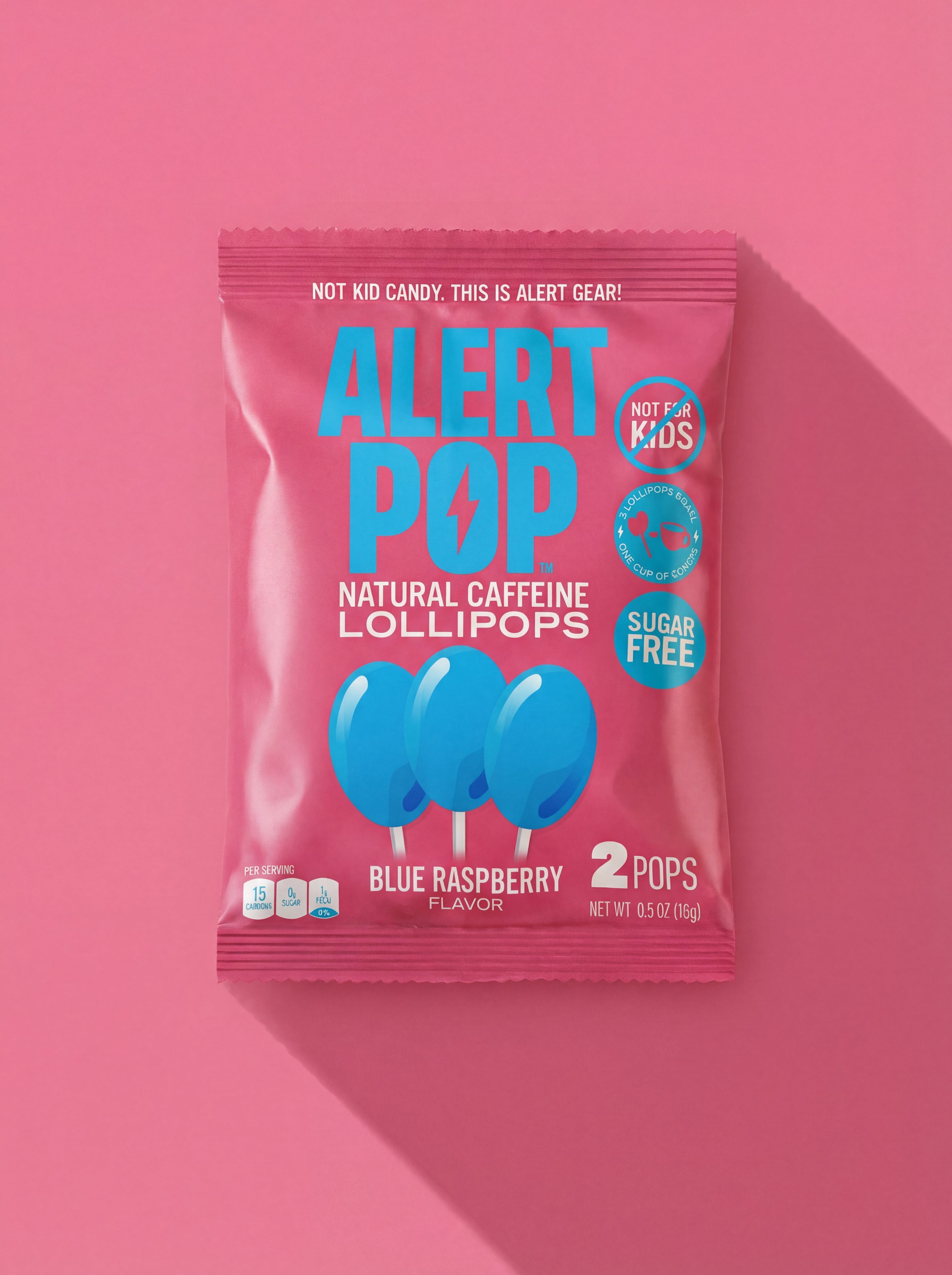 Alert Pop Caffeinated Lollipops - Blue Raspberry - Energy & Focus