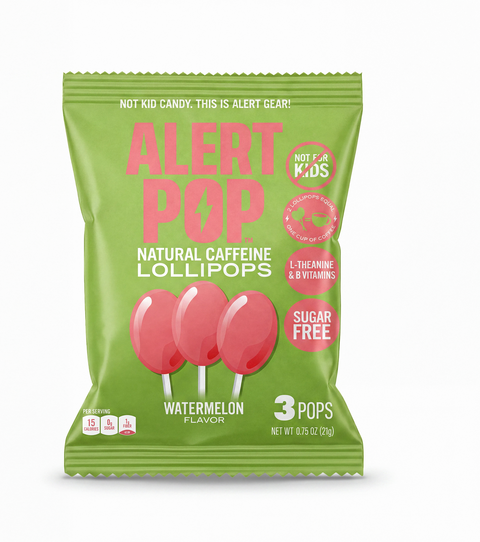 Watermelon Caffeinated Lollipops with L-Theanine and B-Vitamins