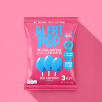 Blue Raspberry Caffeinated Lollipops with L-Theanine and B-Vitamins