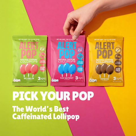 Blue Raspberry Caffeinated Lollipops with L-Theanine and B-Vitamins