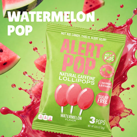 Watermelon Caffeinated Lollipops with L-Theanine and B-Vitamins