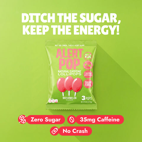 Watermelon Caffeinated Lollipops with L-Theanine and B-Vitamins