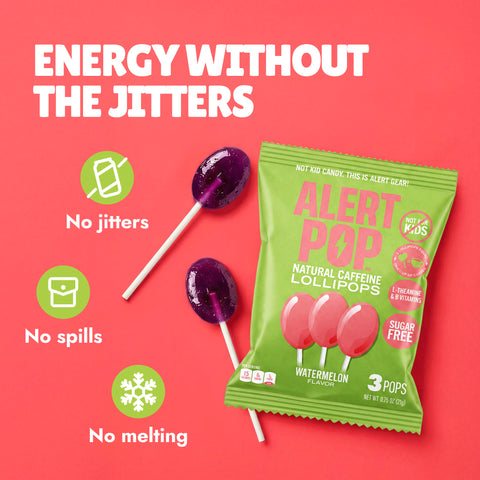 Watermelon Caffeinated Lollipops with L-Theanine and B-Vitamins