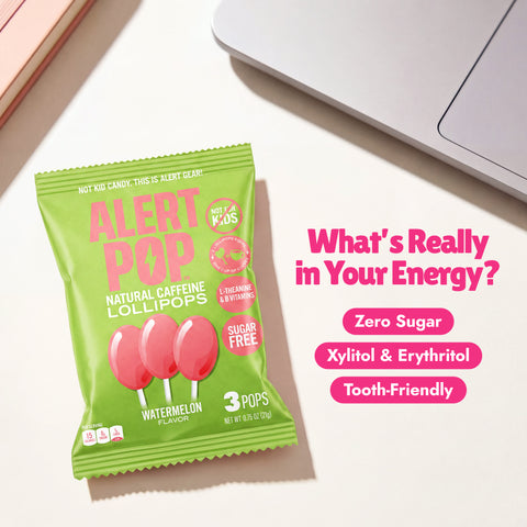 Watermelon Caffeinated Lollipops with L-Theanine and B-Vitamins
